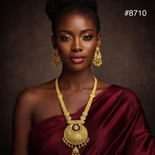 Gold Plated LONG NECKLACE 5 Gram Gold Plated Jewellery PMJ Model No : 8710