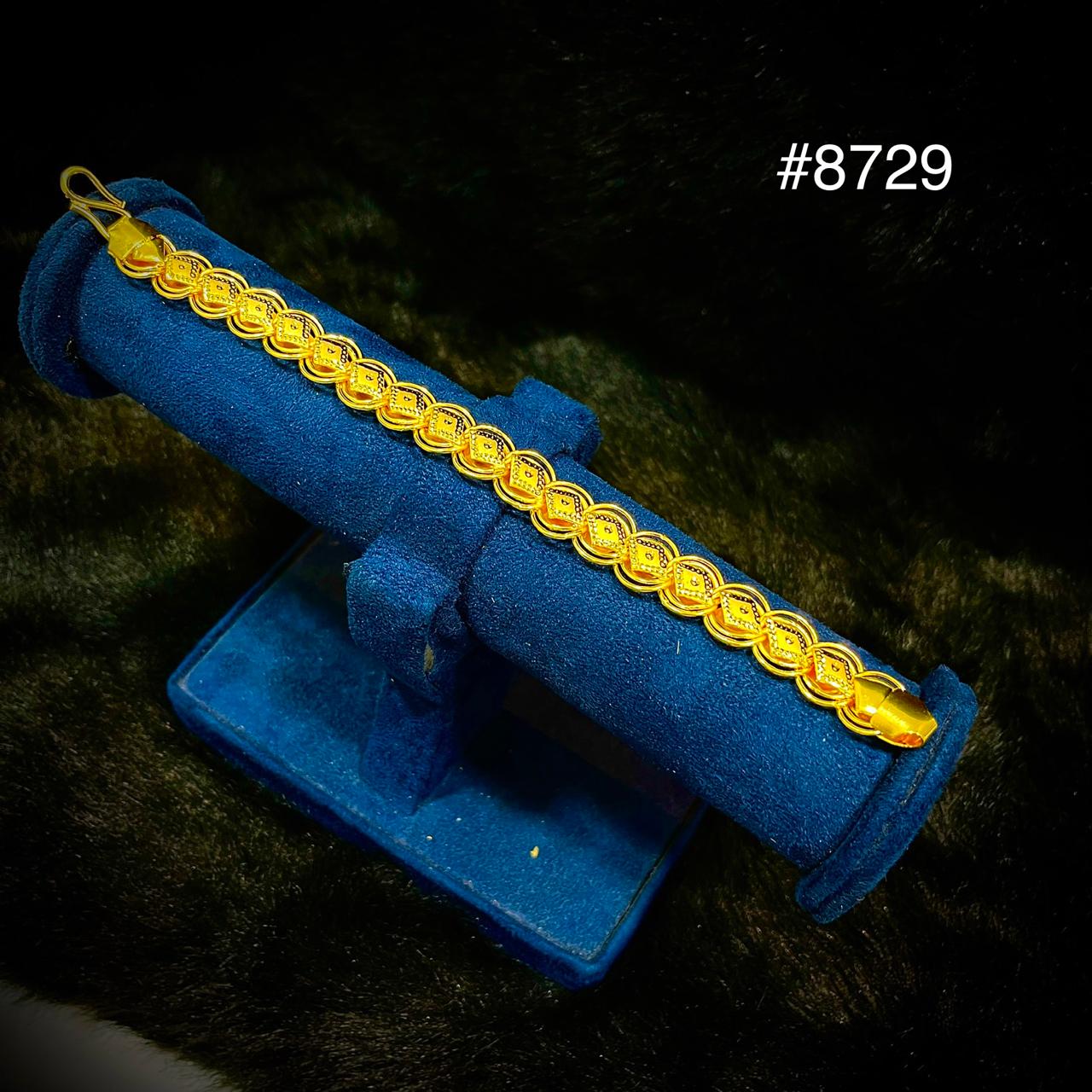 Poojamani Jewellers Designer Engraved Link Gold Plated Bracelet Model No : 8729