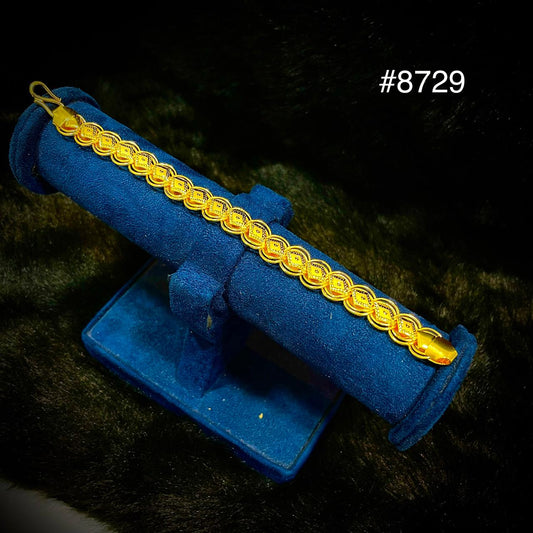 Poojamani Jewellers Designer Engraved Link Gold Plated Bracelet Model No : 8729