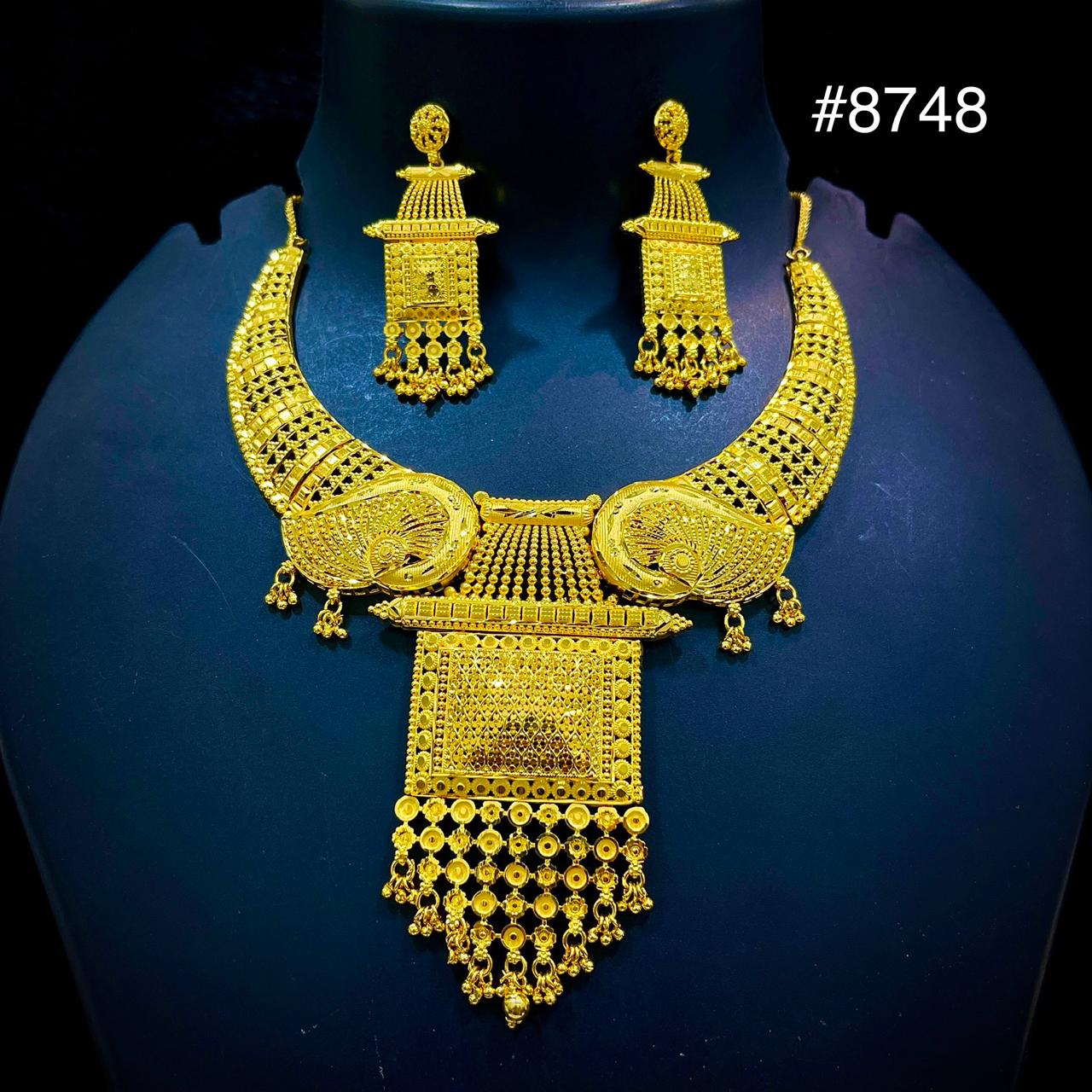 Gold Plated LONG NECKLACE 5 Gram Gold Plated Jewellery PMJ Model No : 8748