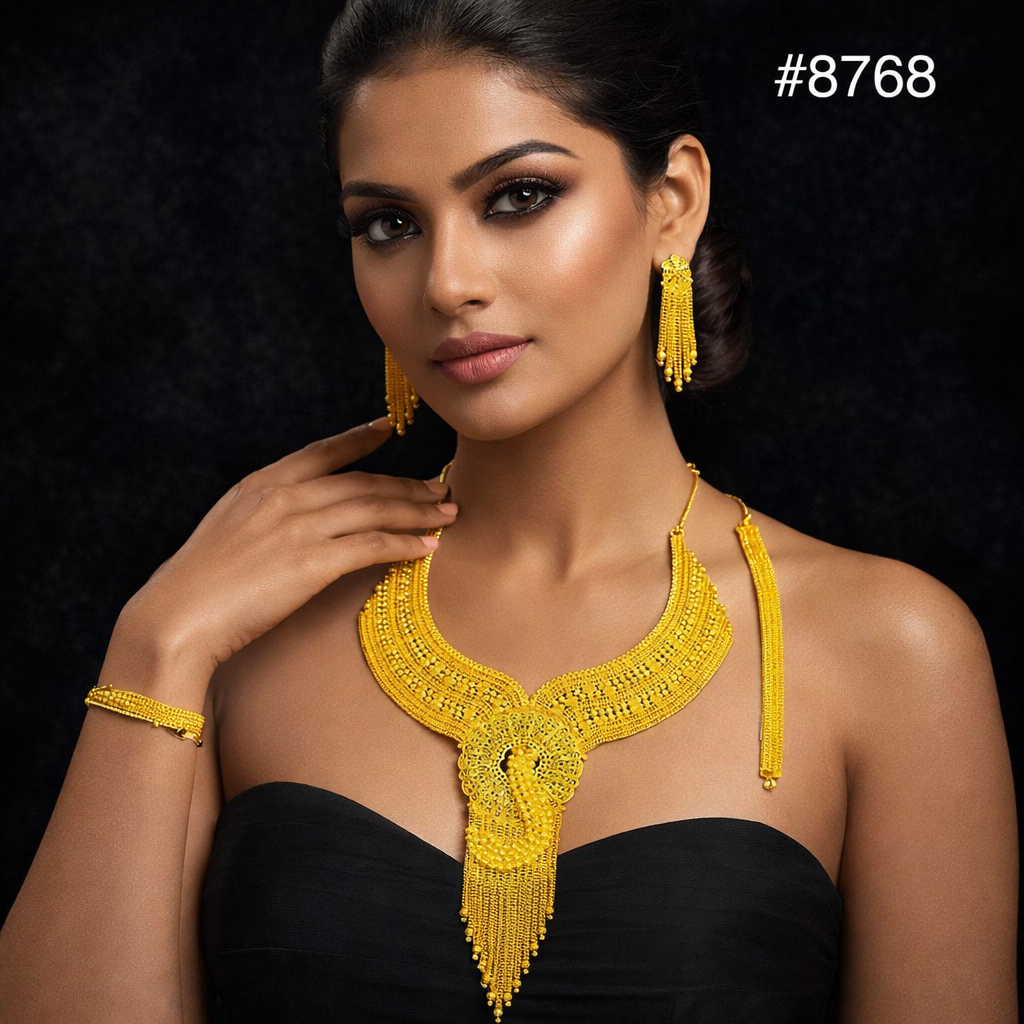 Gold Plated Short Necklace Set, PMJ Model No : 8768