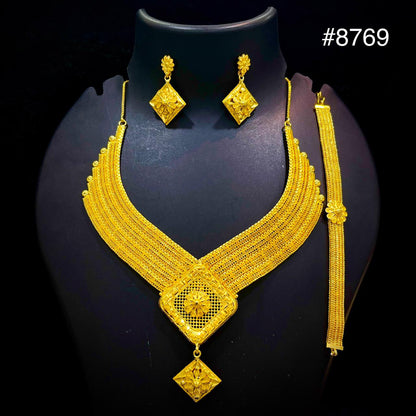 Gold Plated Short Necklace Set, PMJ Model No : 8769