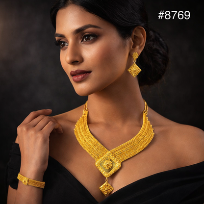 Gold Plated Short Necklace Set, PMJ Model No : 8769