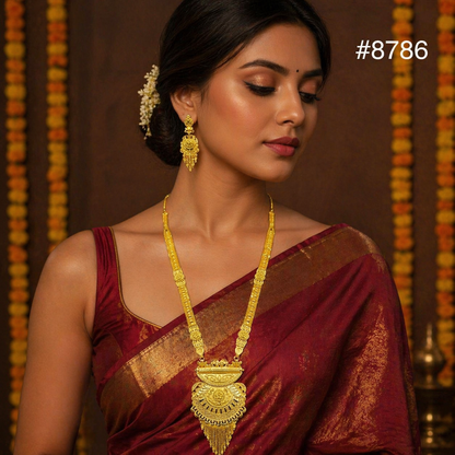 Gold Plated LONG NECKLACE 5 Gram Gold Plated Jewellery PMJ Model No : 8786