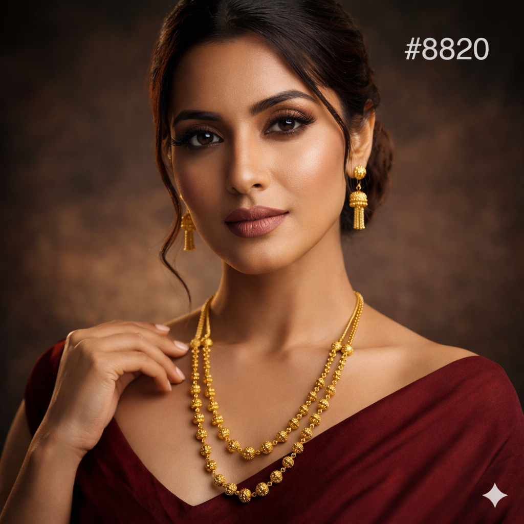 Gold Plated LONG NECKLACE 5 Gram Gold Plated Jewellery PMJ Model No : 8820