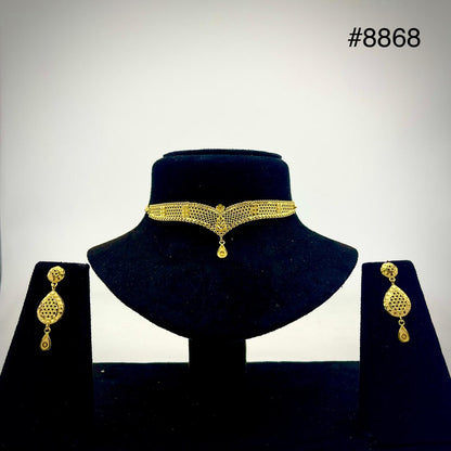 Gold Plated Bridal Short Necklace Set, PMJ Model No: 8868