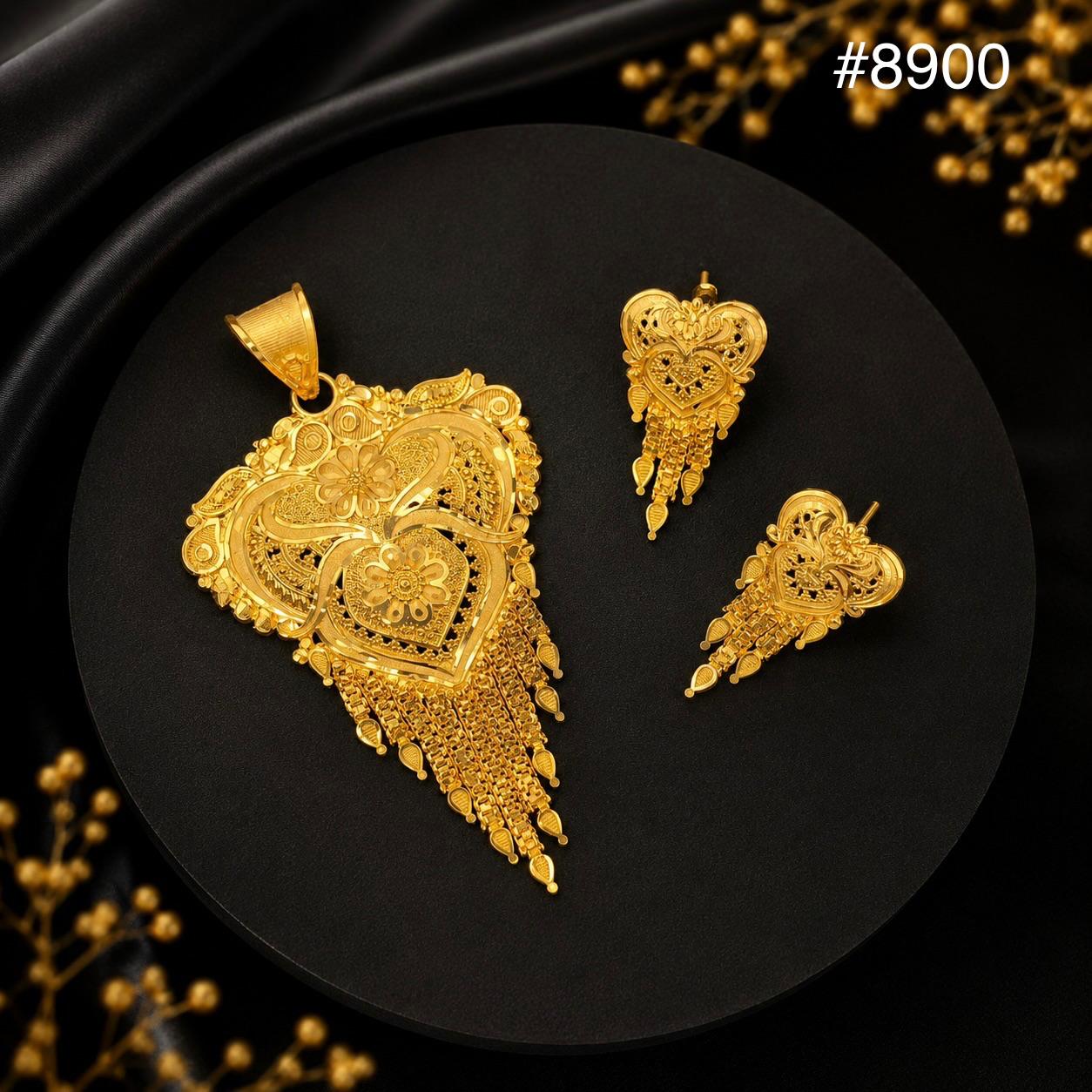Gold Plated Pendant and Earring Set PMJ model no : 8900