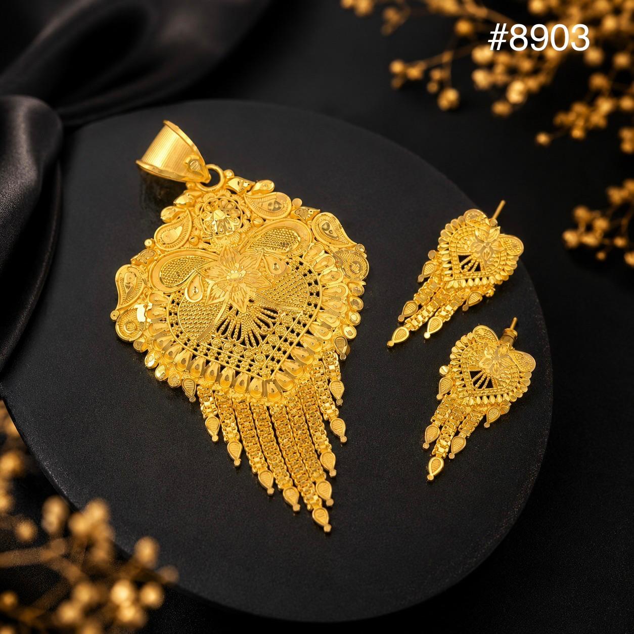 Gold Plated Pendant and Earring Set PMJ model no : 8903
