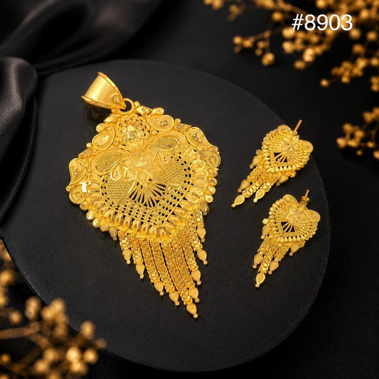 Gold Plated Pendant and Earring Set PMJ model no : 8903