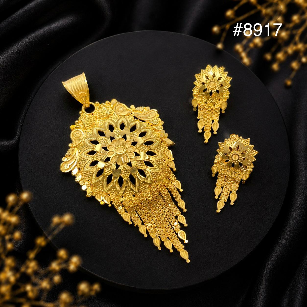 Gold Plated Pendant and Earring Set PMJ model no : 8917