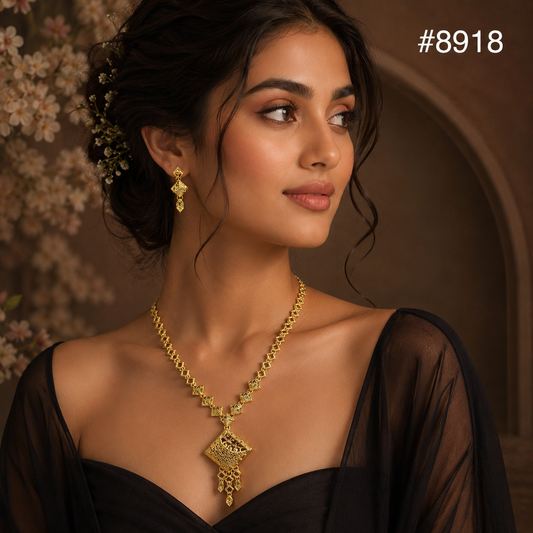 Gold Plated LONG NECKLACE 5 Gram Gold Plated Jewellery PMJ Model No : 8918