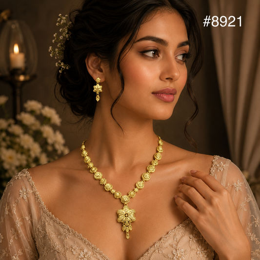Gold Plated LONG NECKLACE 5 Gram Gold Plated Jewellery PMJ Model No : 8921