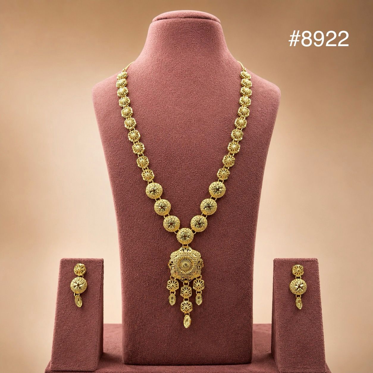 Gold Plated LONG NECKLACE 5 Gram Gold Plated Jewellery PMJ Model No : 8922