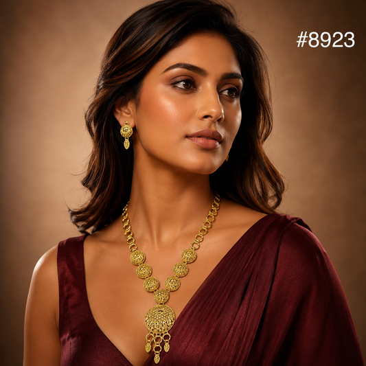 Gold Plated LONG NECKLACE 5 Gram Gold Plated Jewellery PMJ Model No : 8923