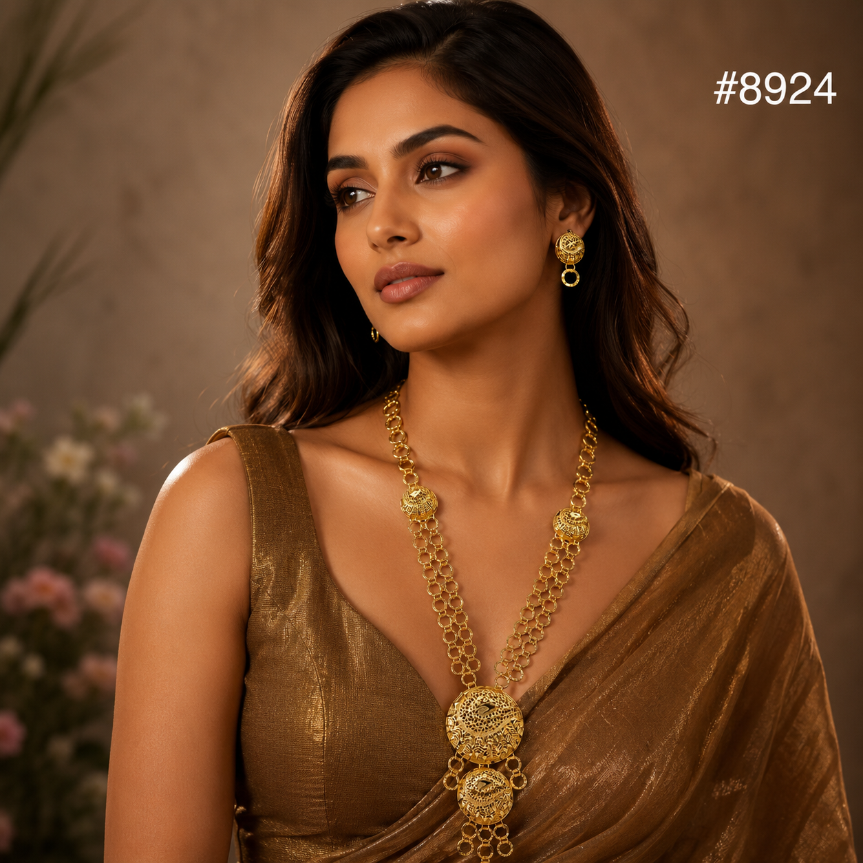 Gold Plated LONG NECKLACE 5 Gram Gold Plated Jewellery PMJ Model No : 8924