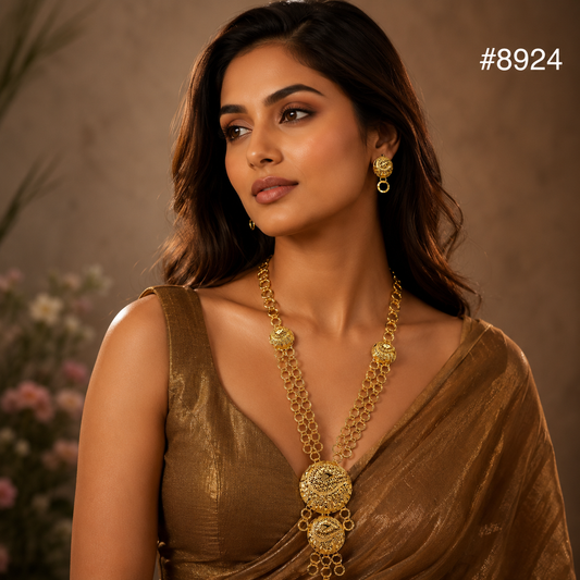 Gold Plated LONG NECKLACE 5 Gram Gold Plated Jewellery PMJ Model No : 8924