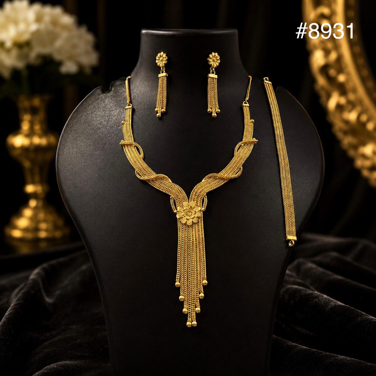 Gold Plated SHORT NECKLACE 5 Gram Gold Plated Jewellery PMJ Model No : 8931