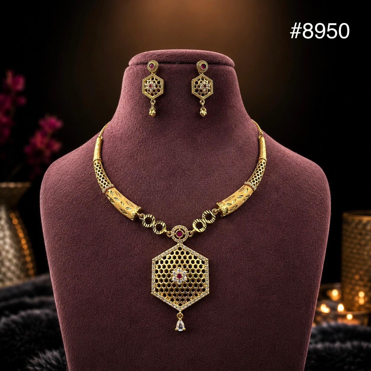 Gold Plated SHORT NECKLACE 5 Gram Gold Plated Jewellery PMJ Model No : 8950