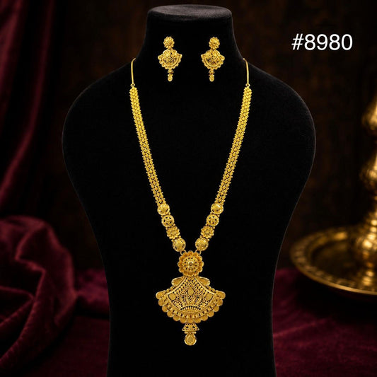 Gold Plated LONG NECKLACE 5 Gram Gold Plated Jewellery PMJ Model No : 8980