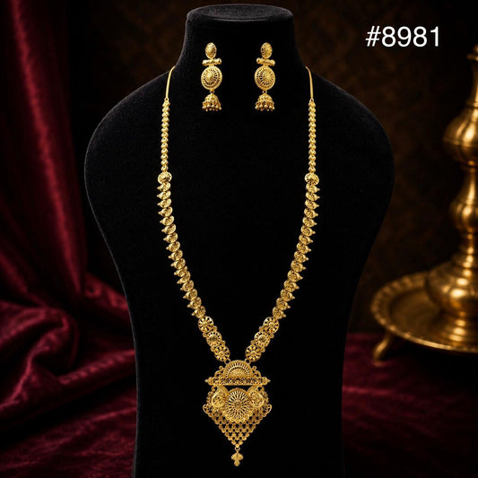 Gold Plated LONG NECKLACE 5 Gram Gold Plated Jewellery PMJ Model No : 8981