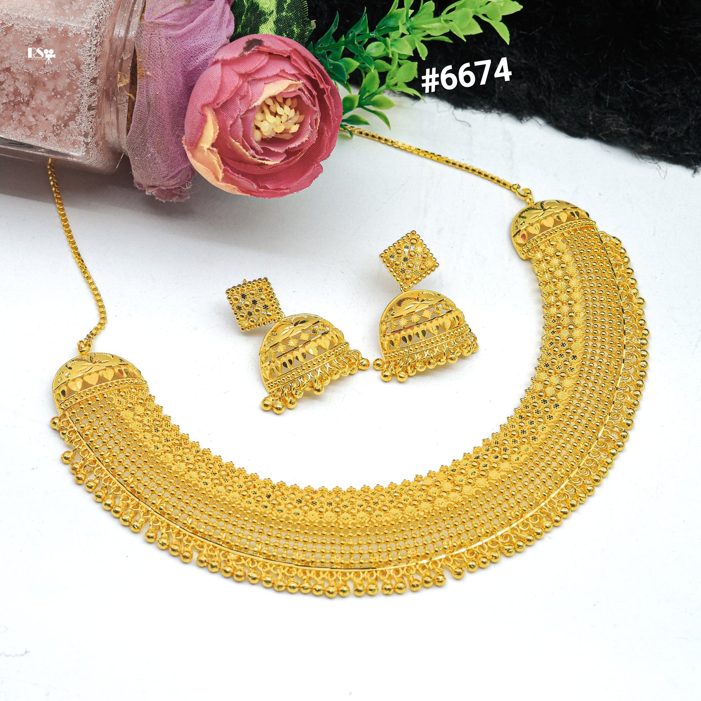 Gold Plated Short Necklace Set, PMJ Model No : 6674