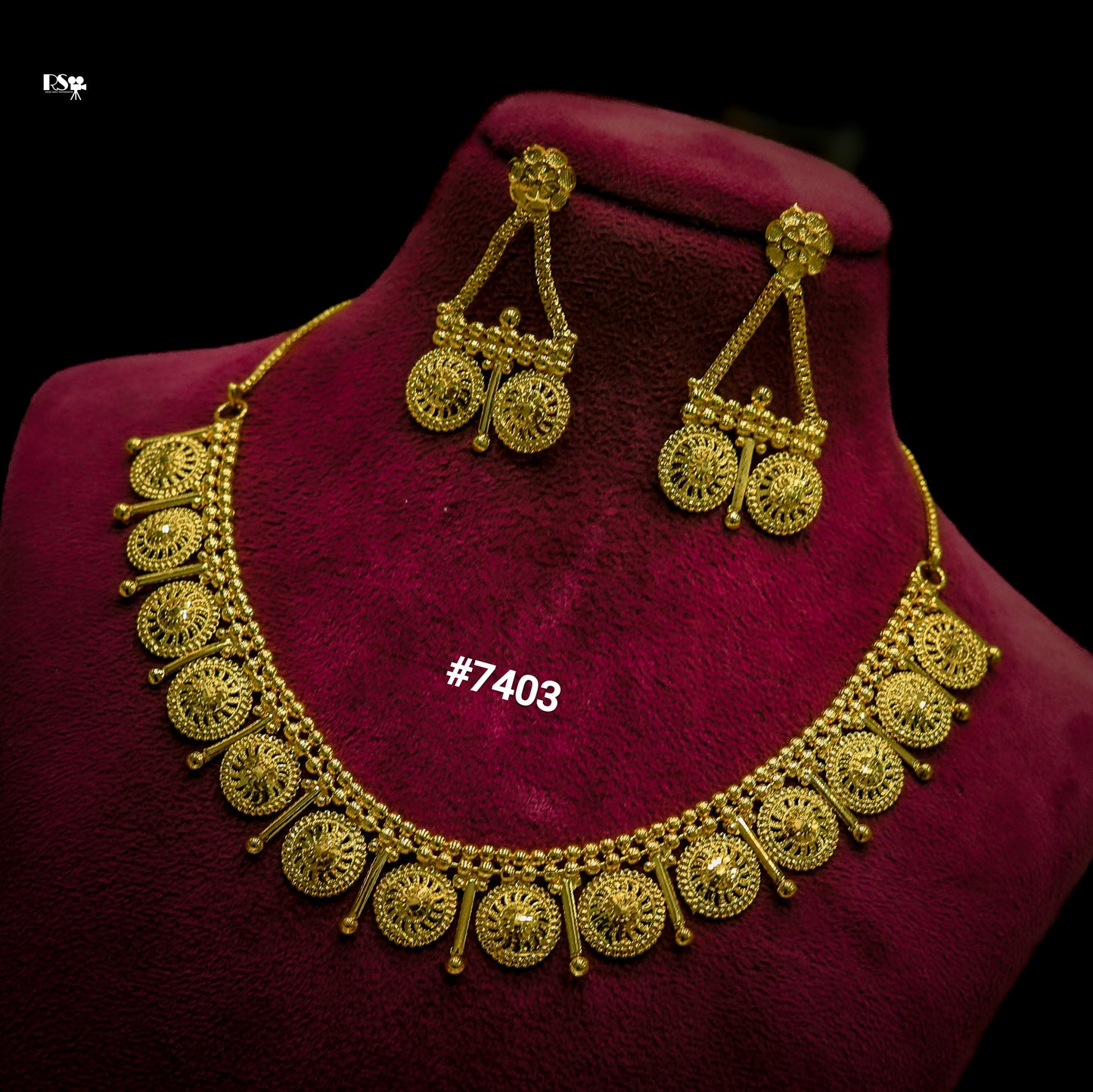 Gold Plated Short Necklace 1 Gram Gold Plated Jewellery PMJ Model No : 7403