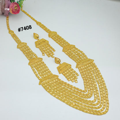 Gold Plated LONG NECKLACE 1 Gram Gold Plated Jewellery PMJ Model No : 7408