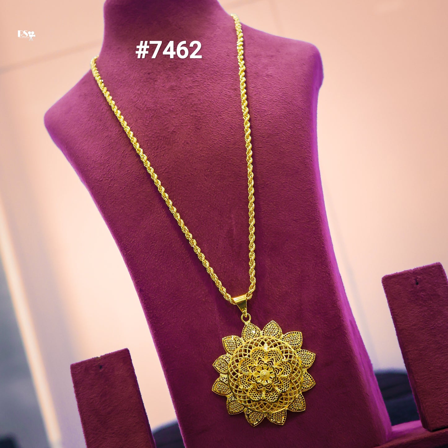 Gold Plated LONG Pendant NECKLACE 1 Gram Gold Plated Jewellery PMJ Model No : 7462