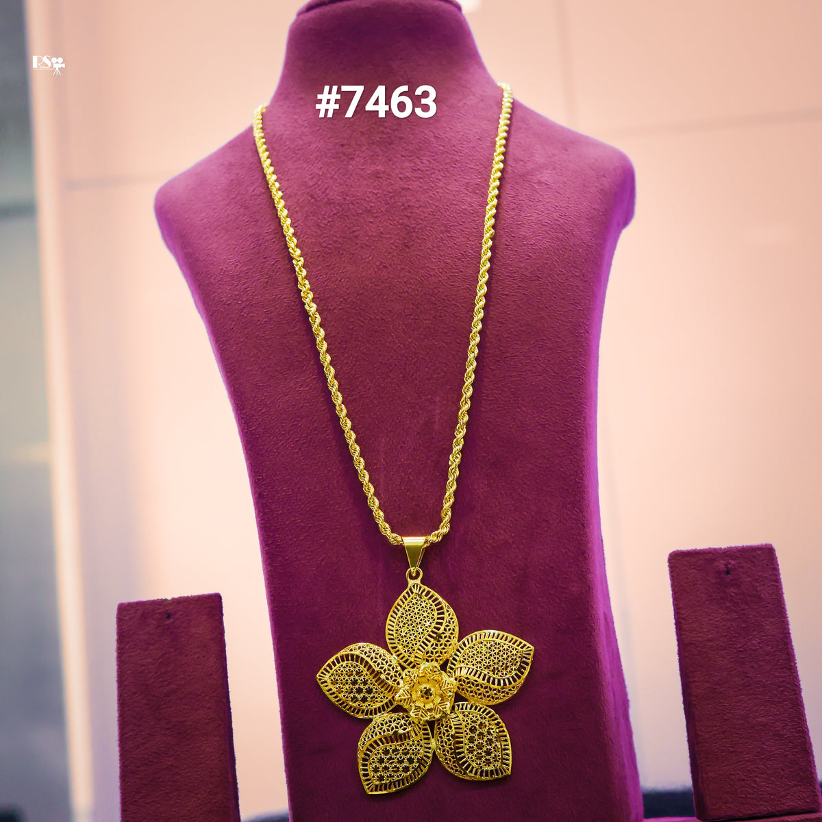 Gold Plated LONG Pendant NECKLACE 1 Gram Gold Plated Jewellery PMJ Model No : 7463