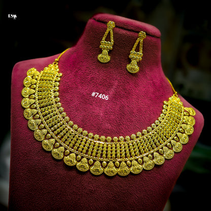 Gold Plated Short Necklace 1 Gram Gold Plated Jewellery PMJ Model No : 7406