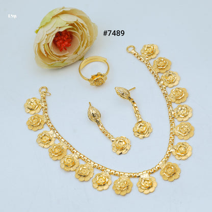 Gold Plated Short Necklace 1 Gram Gold Plated Jewellery PMJ Model No :  7489