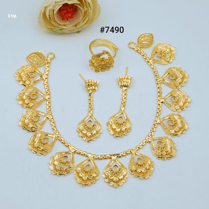 Gold Plated Short Necklace 1 Gram Gold Plated Jewellery PMJ Model No : 7490