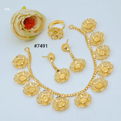 Gold Plated Short Necklace 1 Gram Gold Plated Jewellery PMJ Model No : 7491
