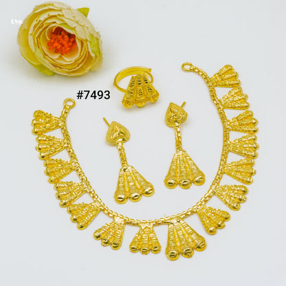 Gold Plated Short Necklace 1 Gram Gold Plated Jewellery PMJ Model No : 7493