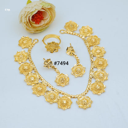 Gold Plated Short Necklace 1 Gram Gold Plated Jewellery PMJ Model No : 7494