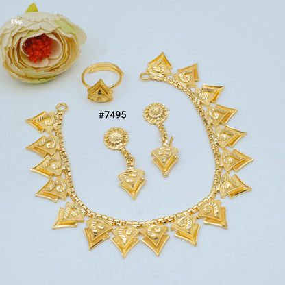 Gold Plated Short Necklace 1 Gram Gold Plated Jewellery PMJ Model No : 7495