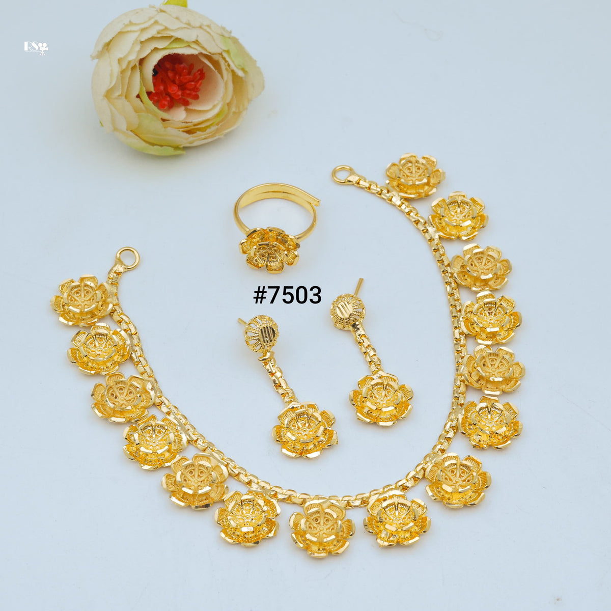Gold Plated Short Necklace 1 Gram Gold Plated Jewellery PMJ Model No : 7503