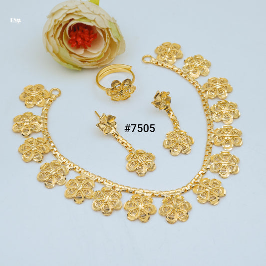Gold Plated Short Necklace 1 Gram Gold Plated Jewellery PMJ Model No : 7505