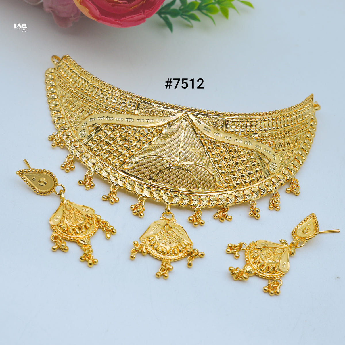 Gold Plated Short Necklace 1 Gram Gold Plated Jewellery PMJ Model No : 7512