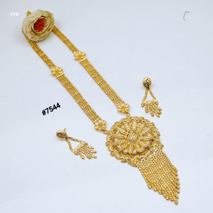 Gold Plated LONG NECKLACE 1 Gram Gold Plated Jewellery PMJ Model No : 7544