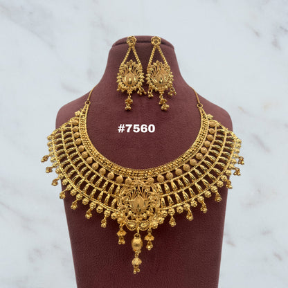 Gold Plated Short Necklace 1 Gram Gold Plated Jewellery PMJ Model No : 7560