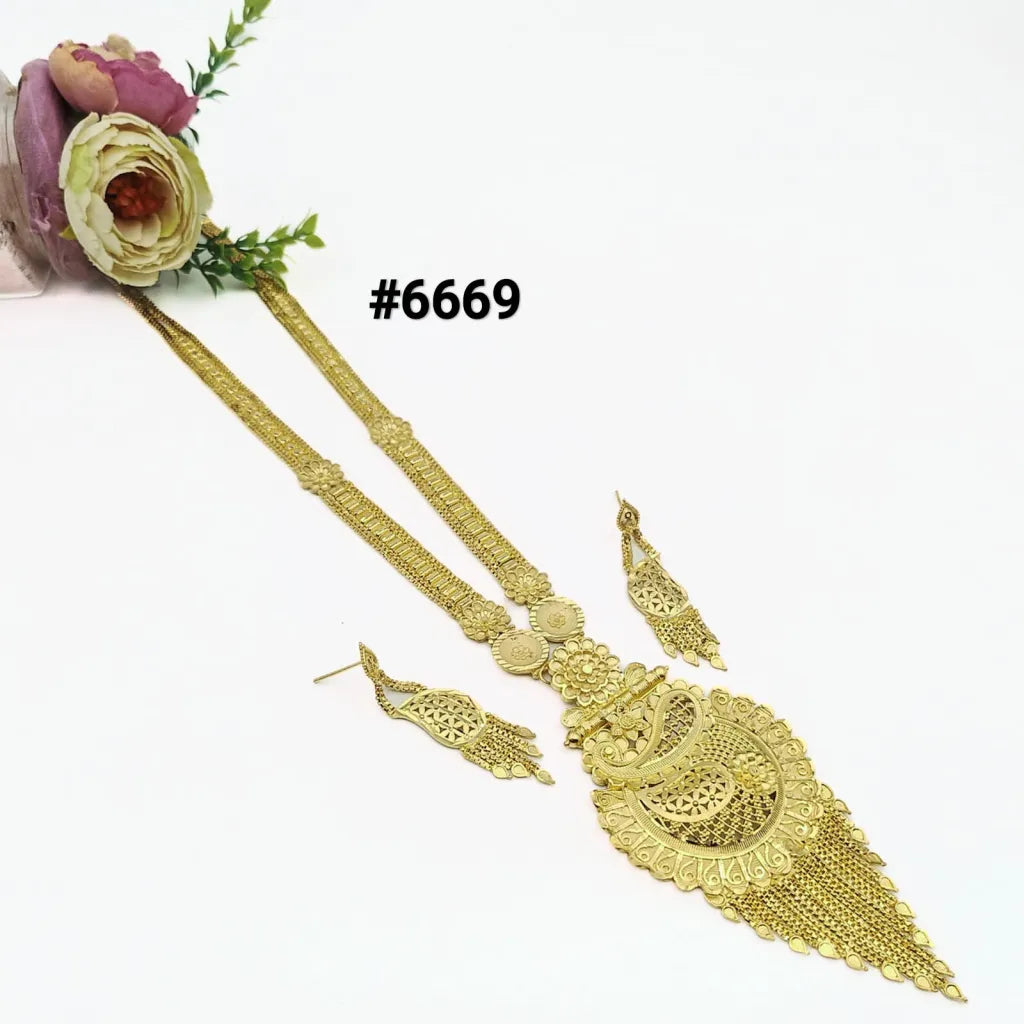 Exclusive Gold Plated Long Necklace Set, PMJ Model No: 6669