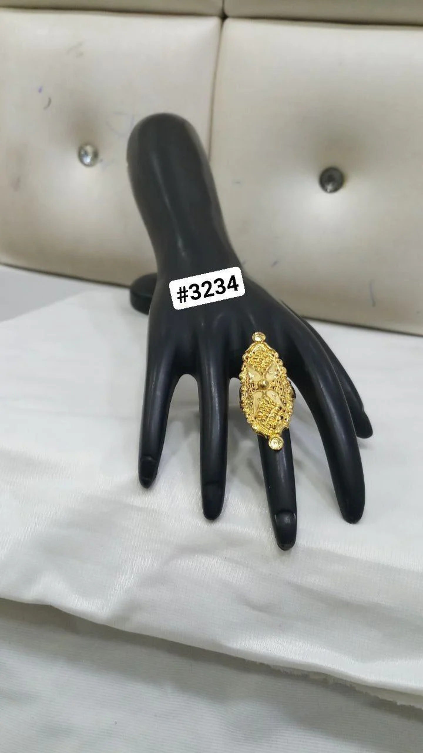 PMJ Beautiful Long Gold Plated Nail Finger Ring Model No. 3234