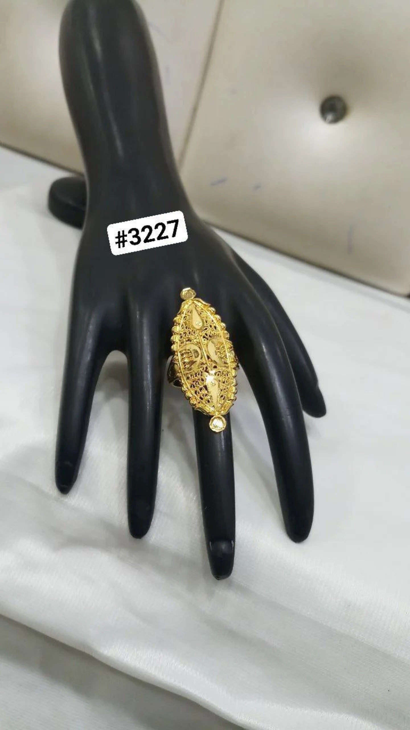 PMJ Beautiful Long Gold Plated Nail Finger Ring Model No. 3227