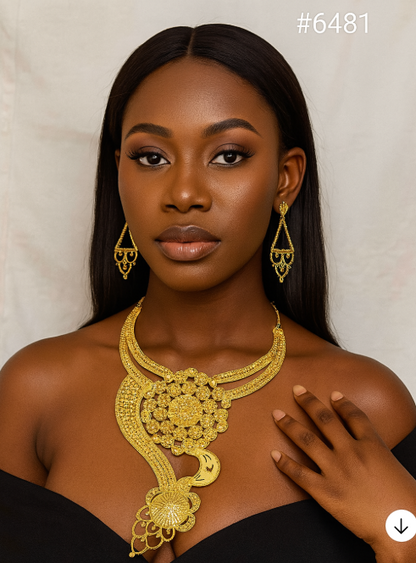 Gold Plated Long Necklaces Set, PMJ Model No: 6481