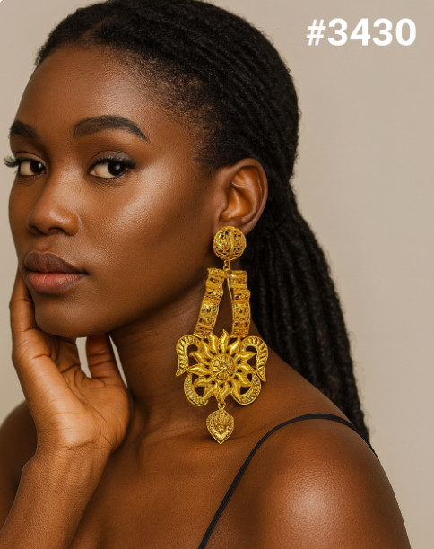 Gold Plated Designer Earrings Combo Finger Ring, PMJ Model No: 3430