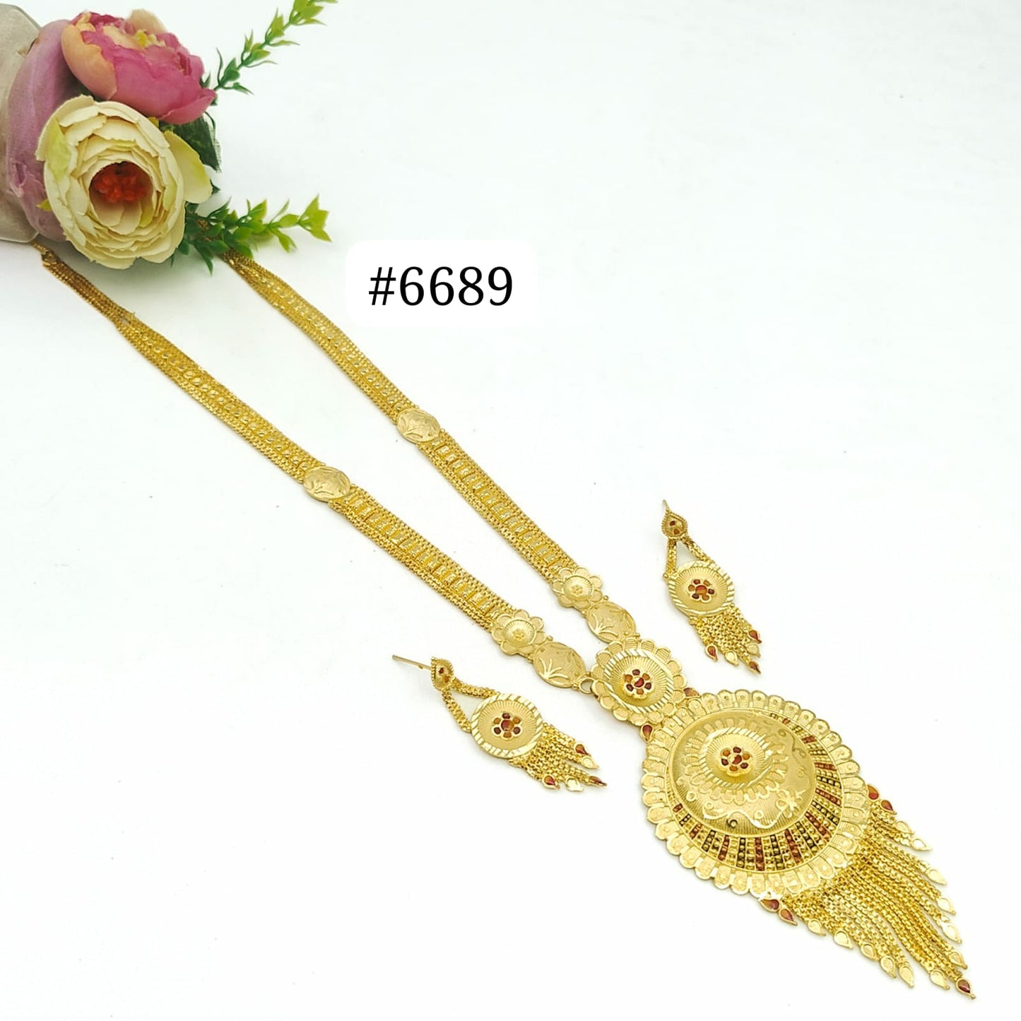 Exclusive Gold Plated Long Necklace Set, PMJ Model No: 6689