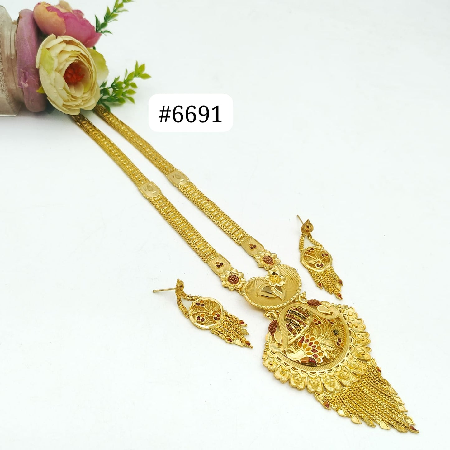 Exclusive Gold Plated Long Necklace Set, PMJ Model No: 6691