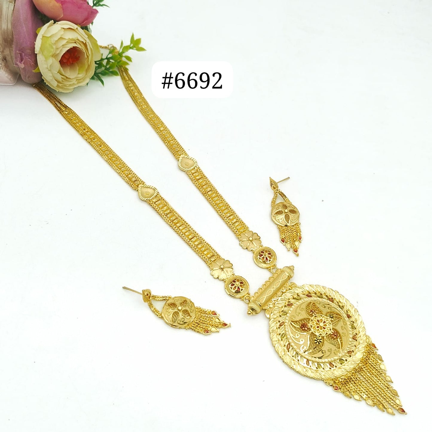 Exclusive Gold Plated Long Necklace Set, PMJ Model No: 6692