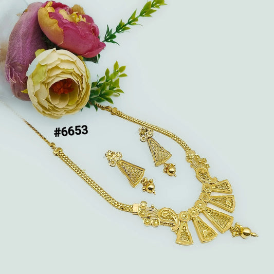 Gold Plated Bridal Short  Necklace Set, PMJ Model No: 6653